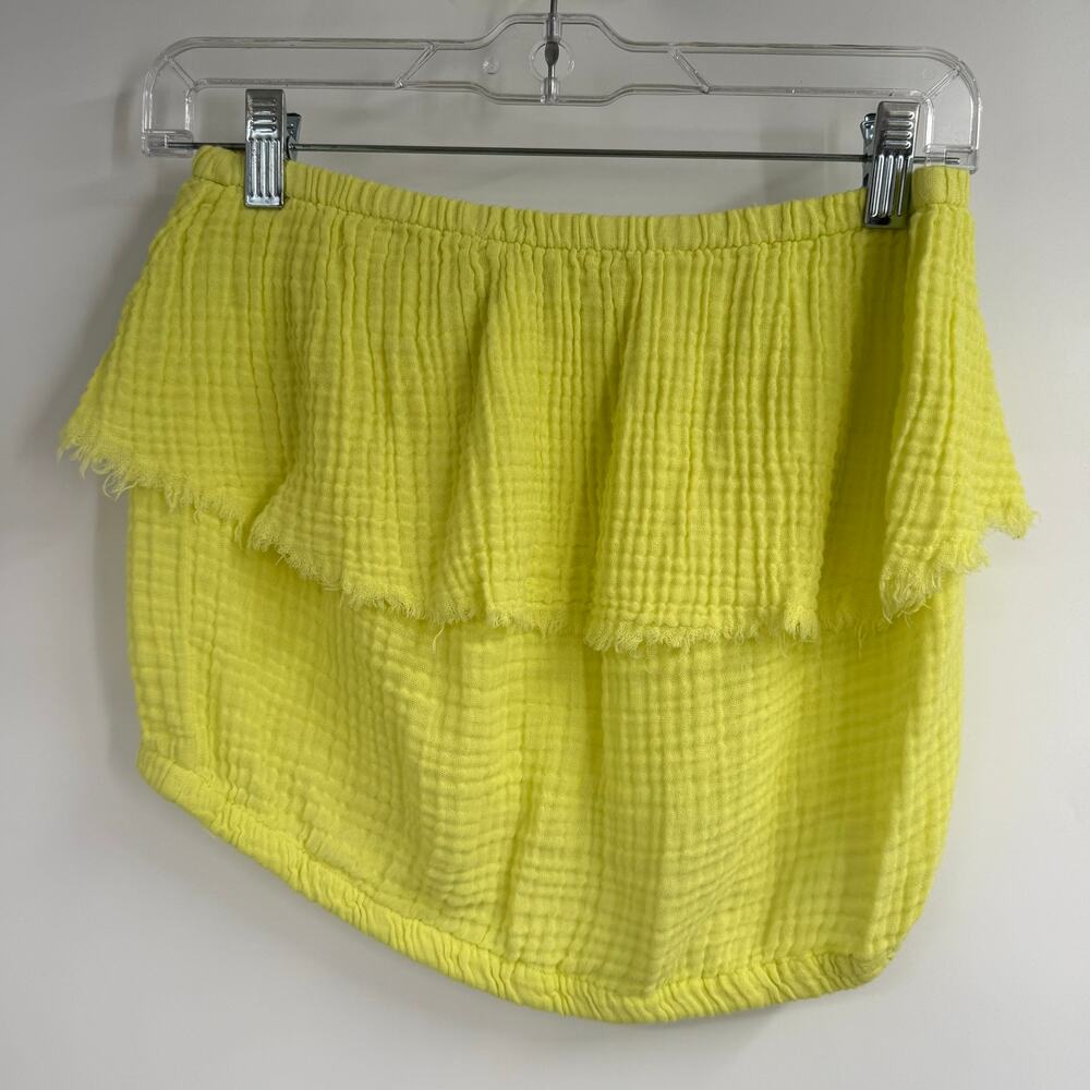 Michael Stars Cropped Tube Top Womens Size S Yellow Cotton Gauze Strapless